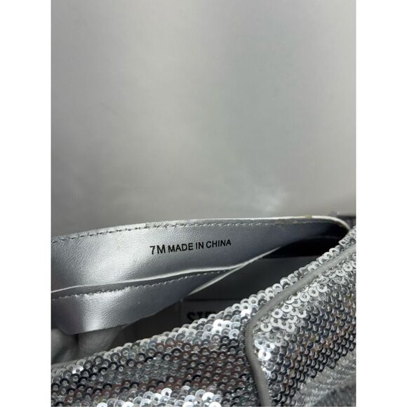 Steve Madden Over The Knee Boots Size 7 Silver Sequine High Heel - Picture 5 of 5